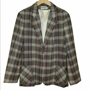 Vintage Personal‎ 16 brown plaid Blazer\ jacket